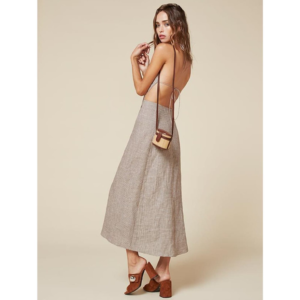 NWT Reformation Manon Backless Midi Dress Tan 10